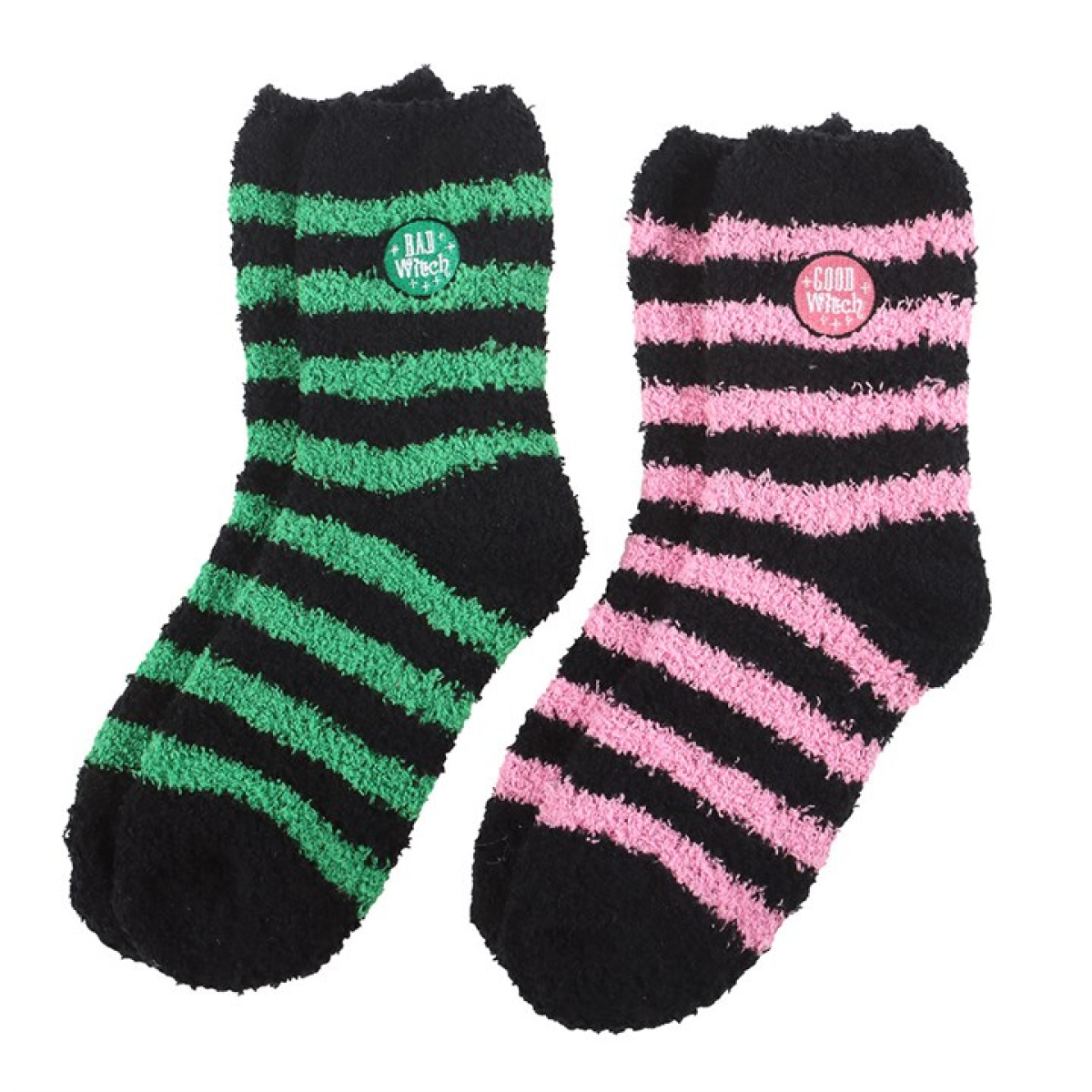Set of 2 Good Witch and Bad Witch Fluffy Socks - Image 2