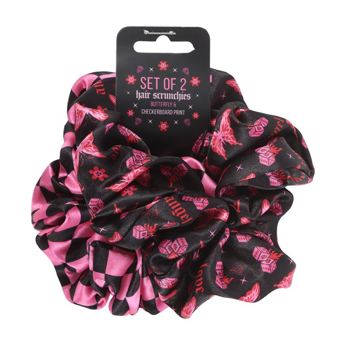 Set of 2 Rebel Butterfly and Checkerboard Hair Scrunchies - Image 2