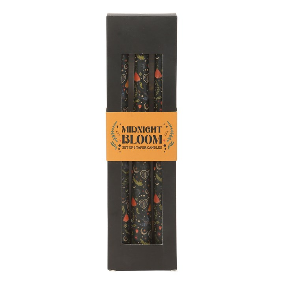 Set of 3 Black Midnight Print Taper Candles - Image 2