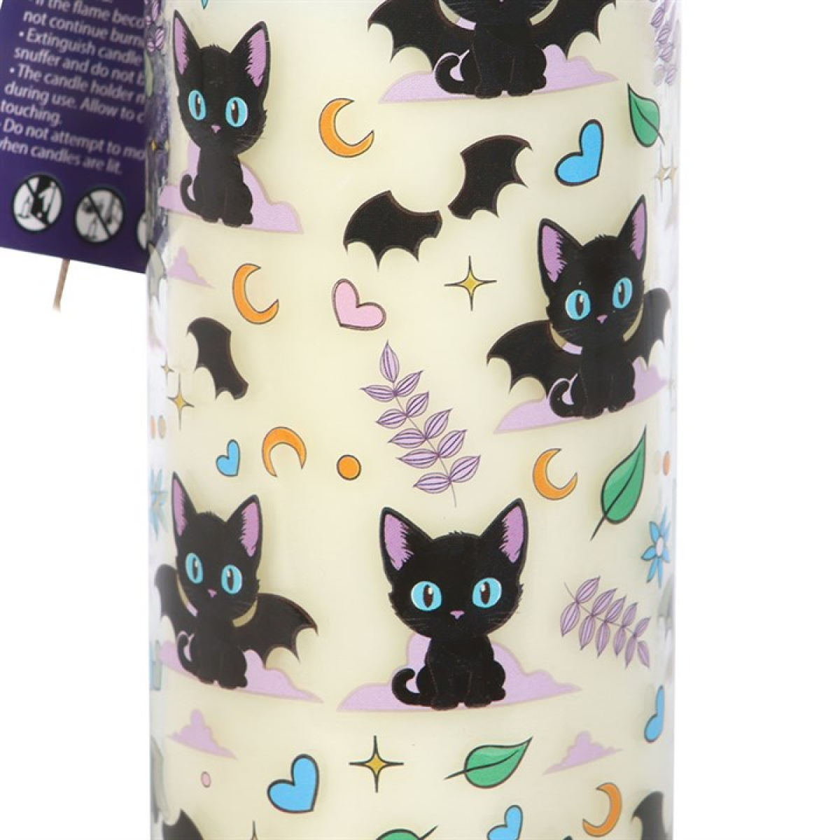 Cute and Creepy Cat Print Lavender Tube Candle - Image 3