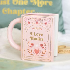 I Love Books Pink Book Shaped Mug